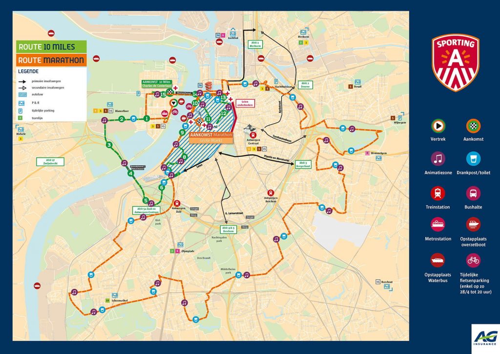 Vlot naar Antwerpen tijdens de AG Antwerp 10 Miles & Marathon Cartoon