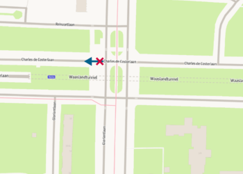 Deel ventweg Charles de Costerlaan afgesloten voor betere verkeersdoorstroming