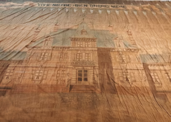Unieke vondst in gemeentearchief: monumentaal doek toont kasteel Hof Ter Laken rond 1897