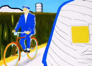 Roger Raveel fietst Roeselare binnen